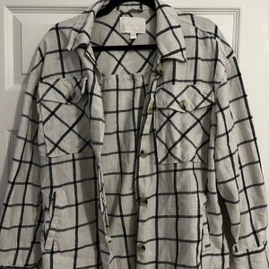 Navy and White Checkered Top